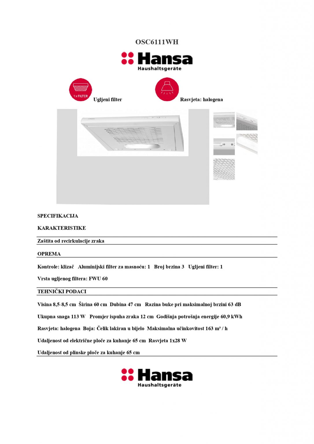 Napa Hansa OSC6111WH bijela - Koracell